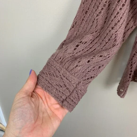 Free People Taupe Open Knit Lightweight Alpaca - Wool Blend Sweater - Small - Picture 2 of 8